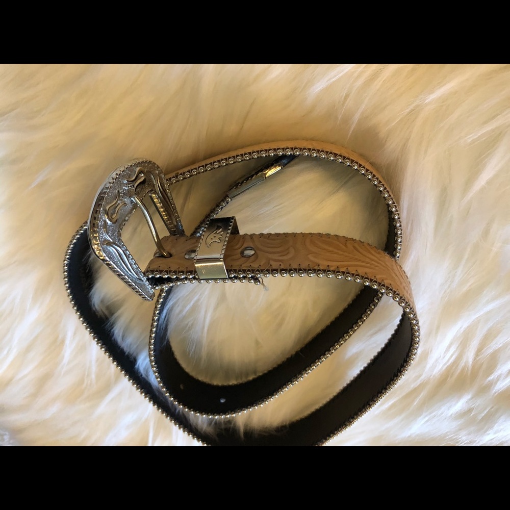 Genuine Tan Leather Barcelona Western Belt M/L